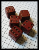 Dice : Dice - 6D - Set of 5 Old Red Square Wood With Gold Pips